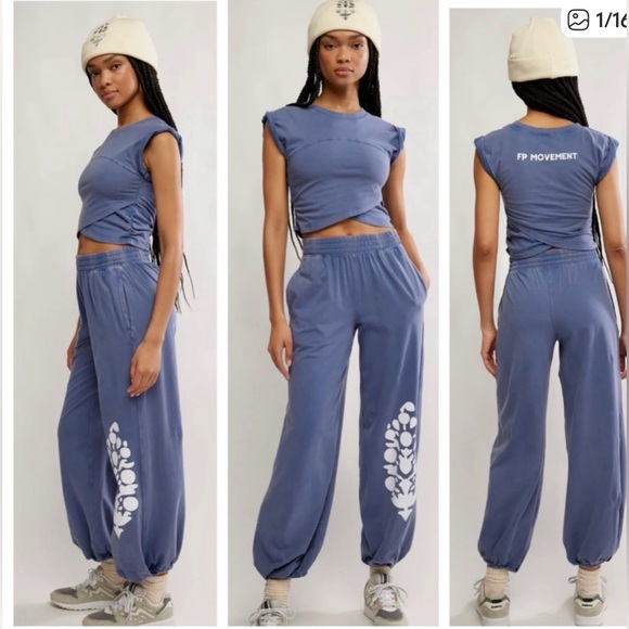 FP Movement by Free People Pants - Free People Movement NEW! Hot Shot Logo Crossover Set in Blue Indigo